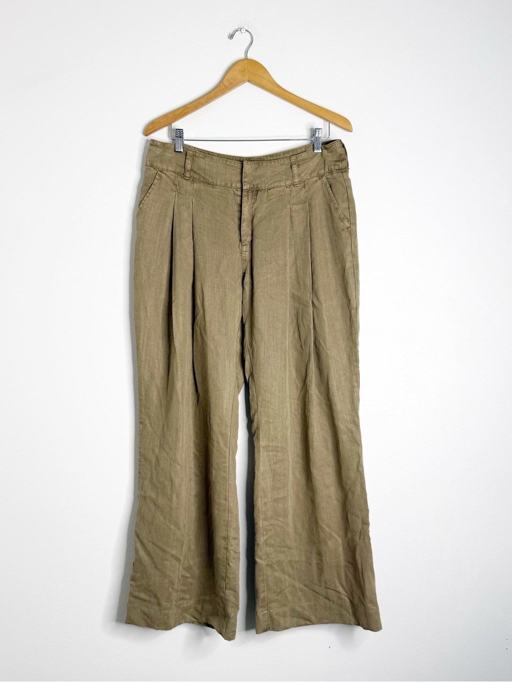 Sundance Wide Leg Tencel Trouser Pants Size 12 Taupe Pleated Boho